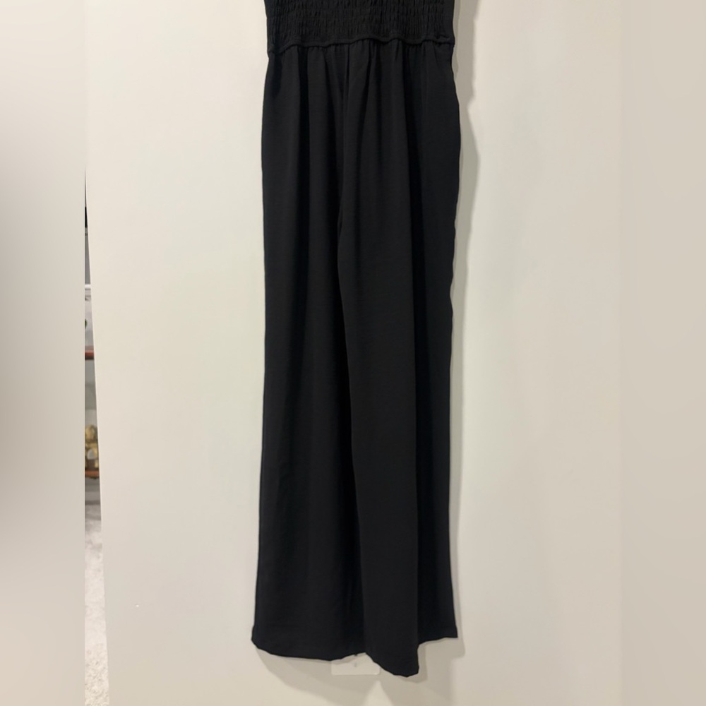 Monteau Black Sleeveless Smocked Wide Leg Jumpsuit NWT! - Picture 8 of 12